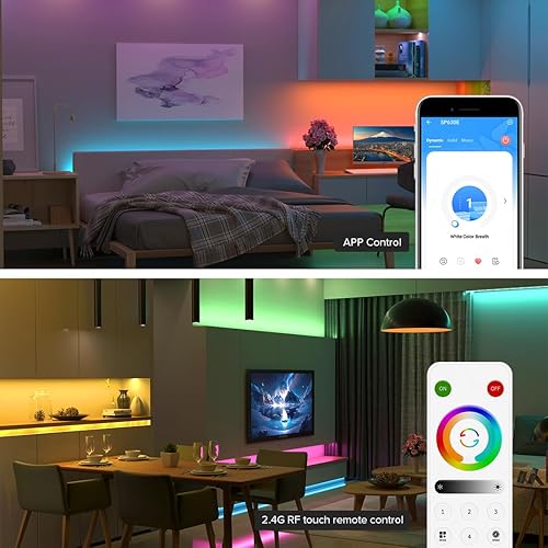Miniatura 3 de BTF-LIGHTING 4 zonas 2.4GHz RF remoto RB4 y SP630E Controladores Bluetooth Kit Soporte FCOB COB SMD PWM RGBCCT RGBWW LED tira DC5V DC12V DC24V