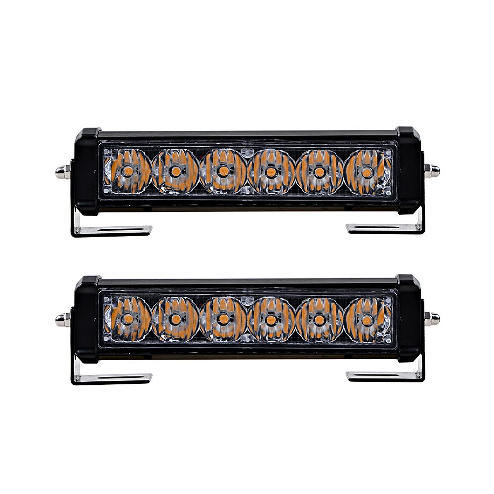 Astra Depot 2pcs 6-LED High Intensity AMBER Emergency Warning Strobe Lights + 4pcs Brackets Kit