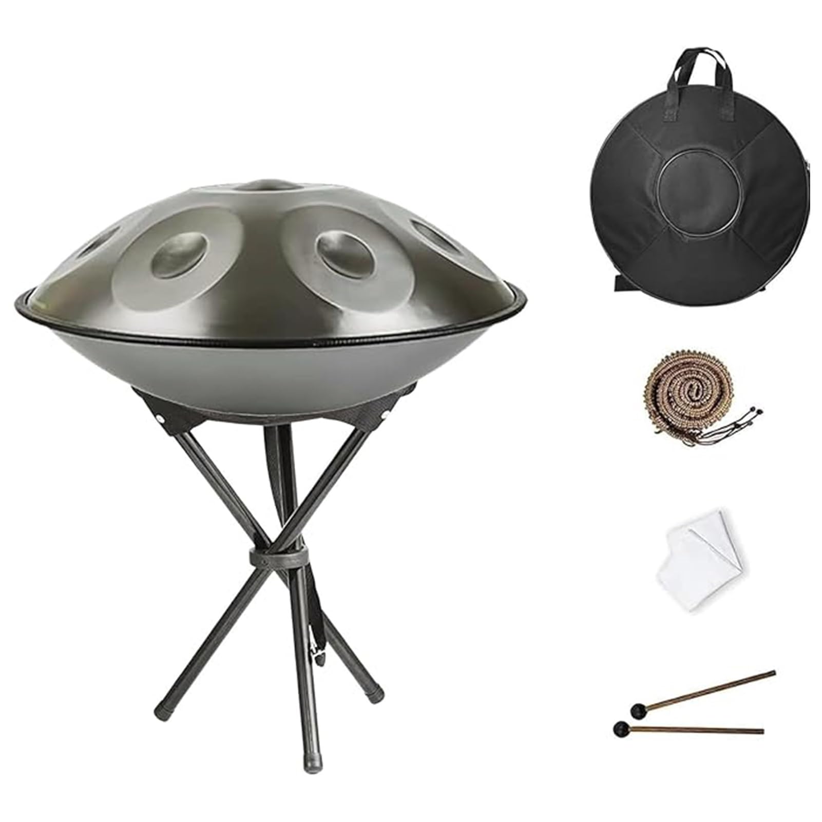 Tambour Handpan, Instrument À Percussion En Acier De Tambour À Main En Ré Mineur 432 Hz / 440 Hz, Harmonic Tambour À Main À 9/10/12 Notes Avec Housse, Pour Enfants Et Adultes(Silver,440HZ/10Note)