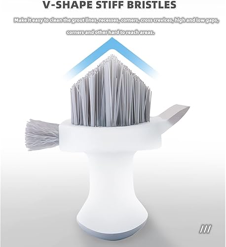 Miniatura 2 de Cepillos de limpieza 4 en 1 Cepillo de limpieza para suelos con escobilla de goma en forma de V, cepillo limpiador de lechada de azulejos, cepillo