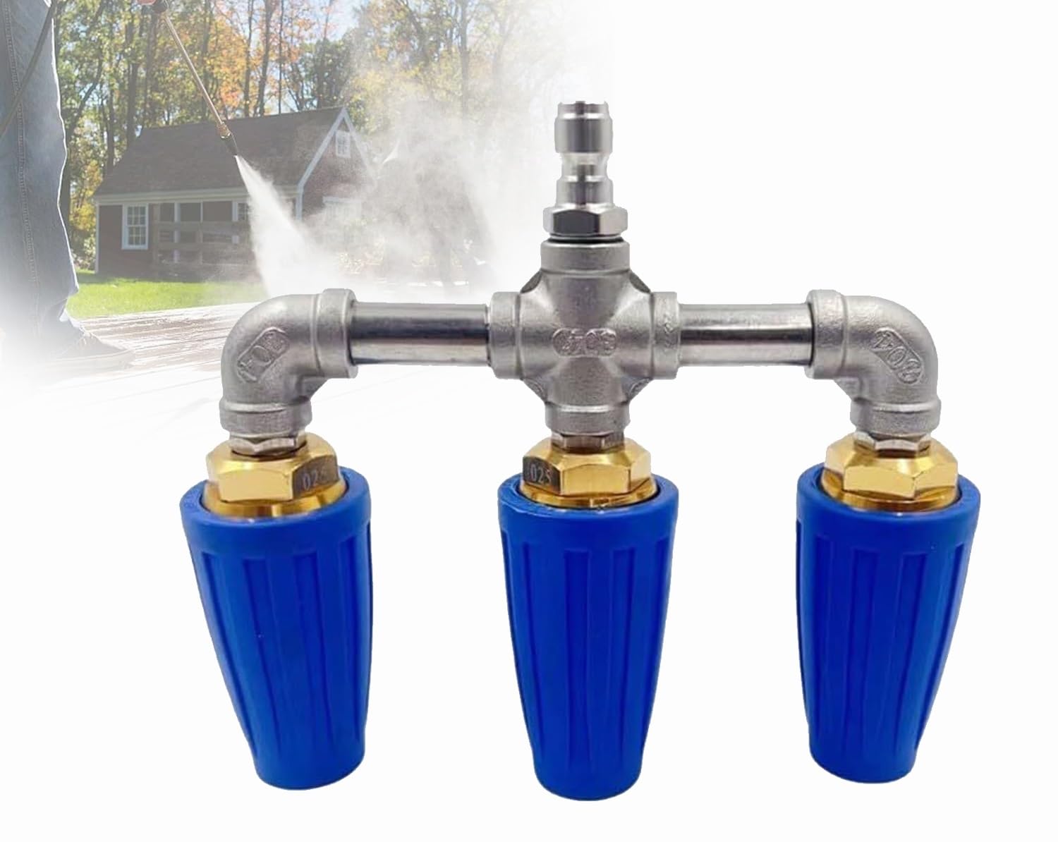 Ugello turbo for idropulitrice | Ugello triplo, rotazione a 360°, multicolore, efficienza di pulizia(Blue)