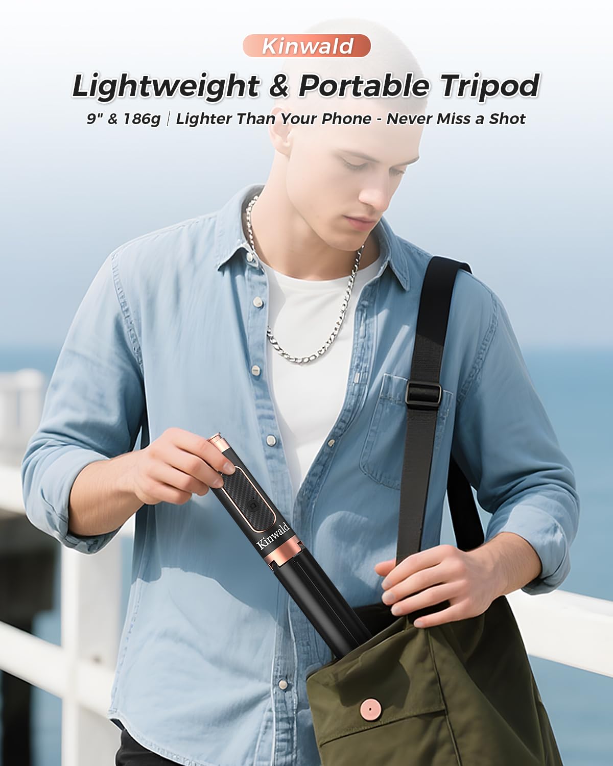 Selfie Stick Tripod for iPhone & Android, Portable Phone Tripod Stand with Bluetooth Remote, One-Click Open, Compact & Lightweight, All-in-1 for Vlog/Travel/Photography (Black)