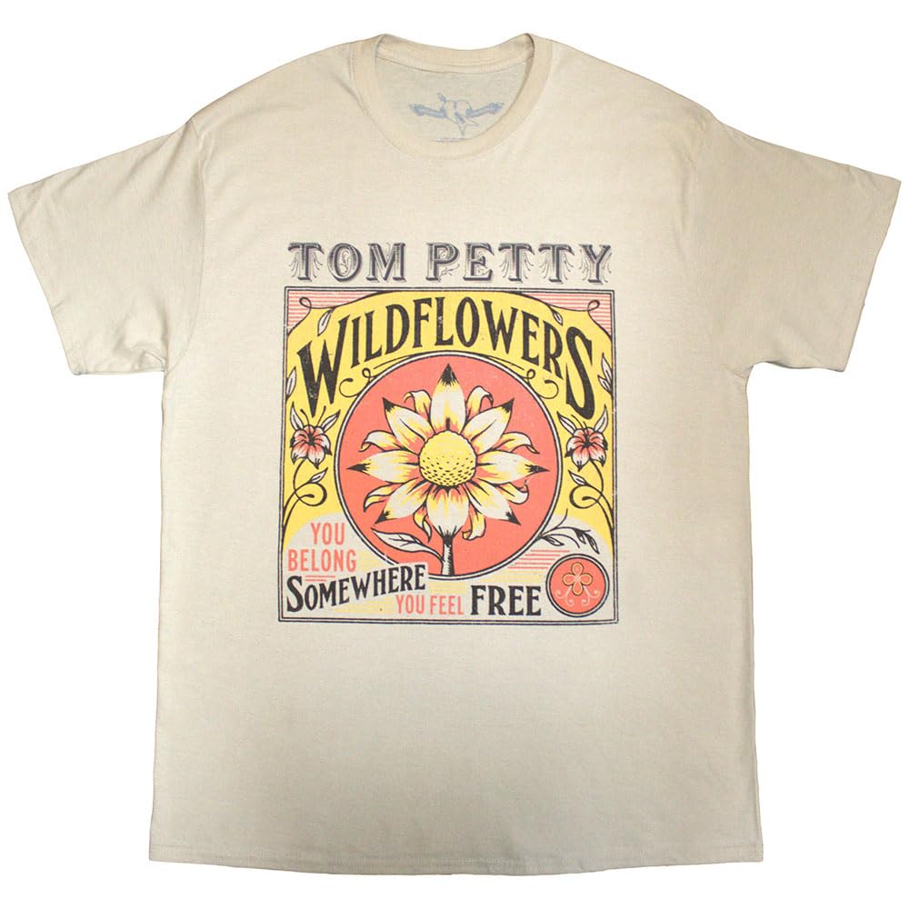 Rock Off Officially Licensed Products Men's Sand Tom Petty And The Heartbreakers Wildflowers T Shirt Xl