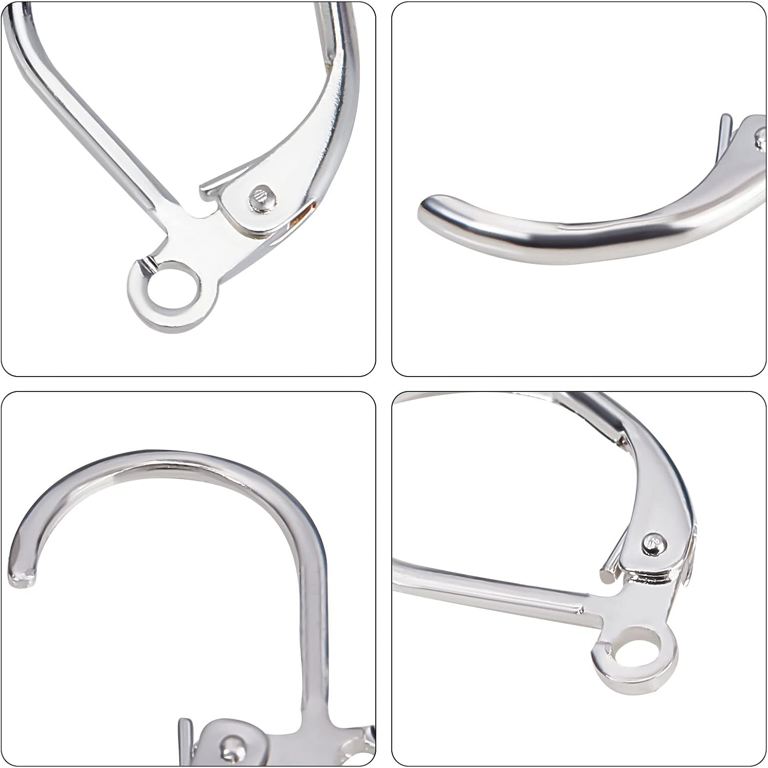 Beebeecraft 1 Box 20Pcs 925 Sterling Silver Plated Leverback Earwires French Earring Hooks 15.6x10x2mm Interchangeable Dangle Ear Wire Findings with 20Pcs Open Jump Rings for Jewelry Making - Image 4