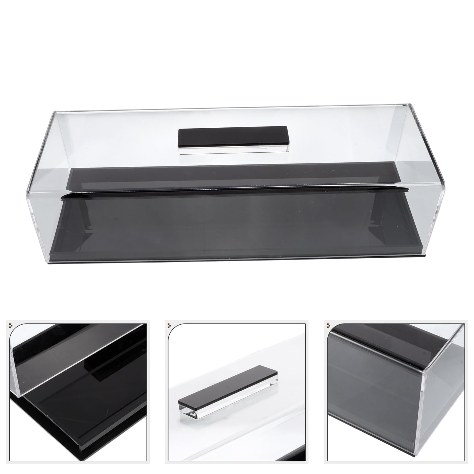 iplusmile Exhibidor Rectangular para Postres y Pan Soporte Acrílico, Tapa Clara y Base Negra Antideslizante, Adecuado para Uso en Eventos, Pastelería Casera y Cocina