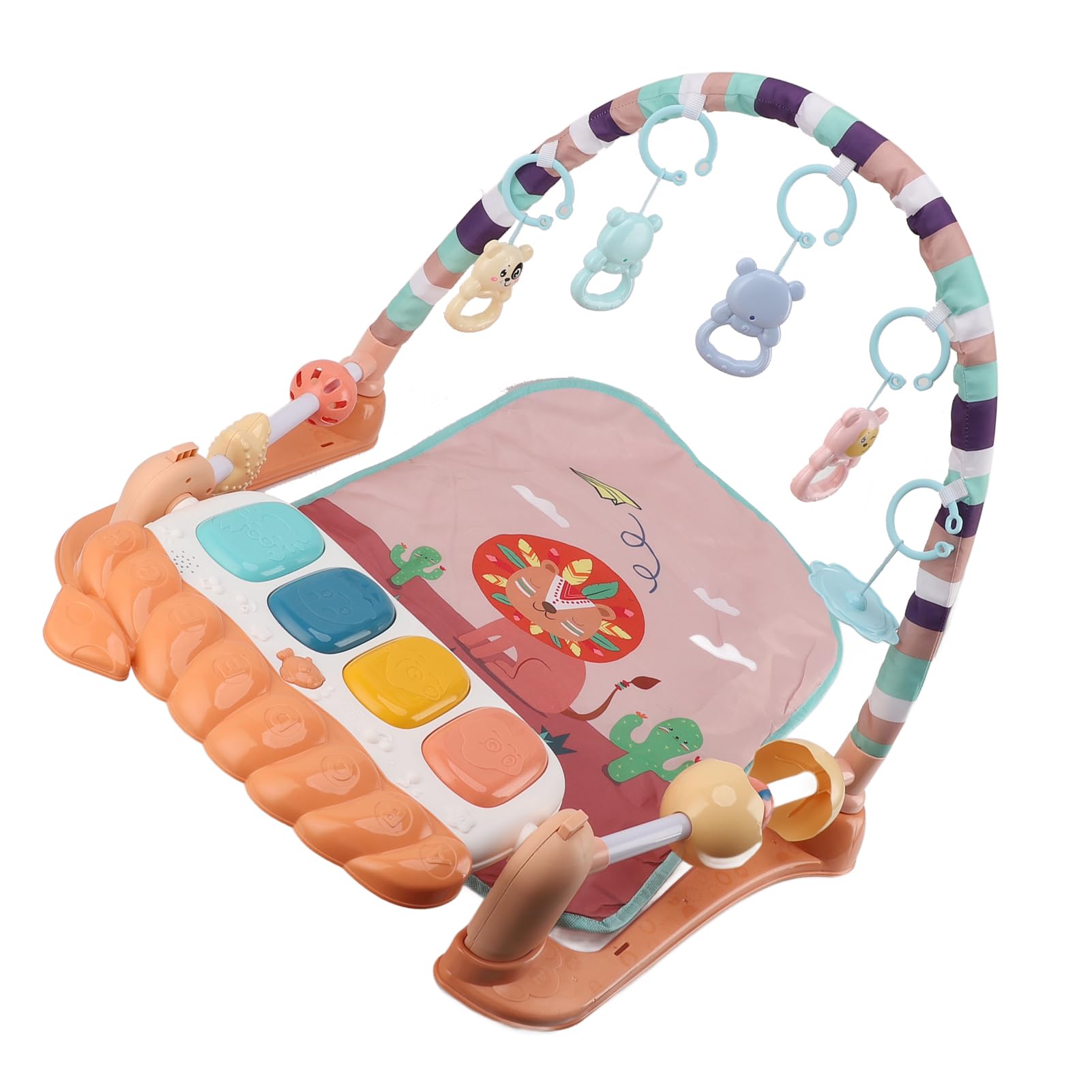 RiToEasysports Alfombra de Juegos para bebé, Pedal Musical para bebé, Actividad Musical, Piano, Gimnasio, Estera Acolchada para el Tiempo Boca Abajo con Vallas Protectoras (PINK)