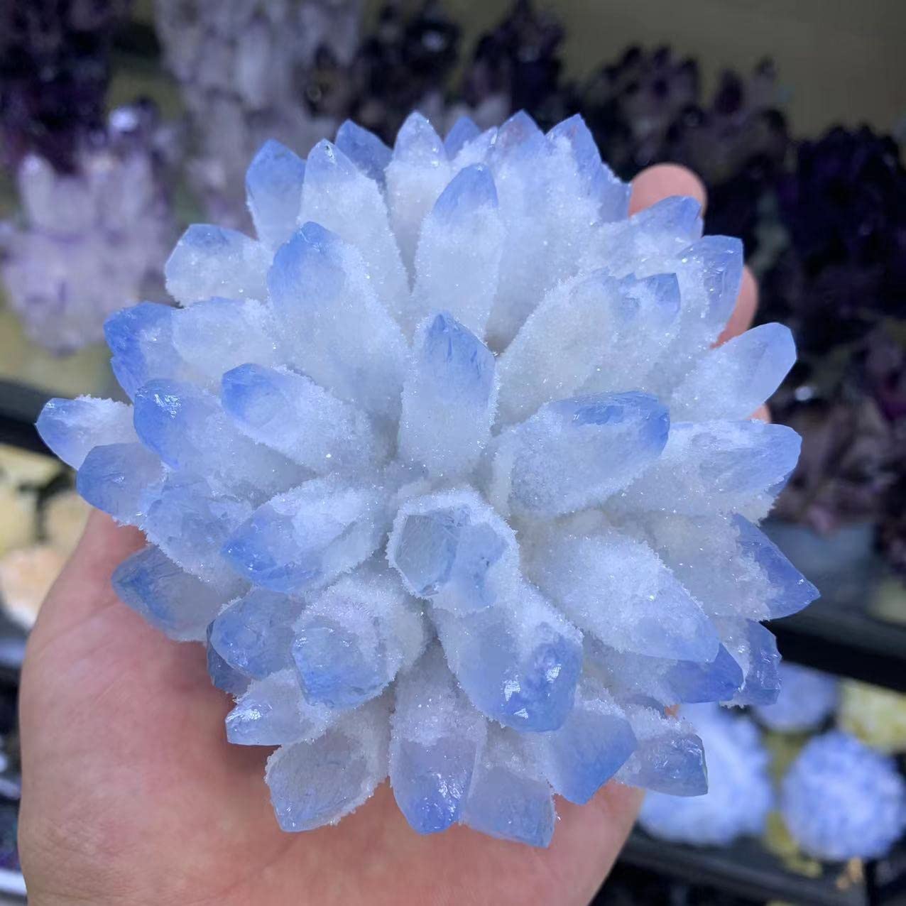 VERIMP Raumdekoration Home Beautiful Sky Blue Phantomquarz Spirituelle Home Office Aquarium Deko Geschenk (Size : 600-700g) (Size : 600-700g)