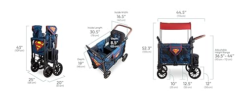 Vista 38 de WONDERFOLD Volkswagen - Cochecito doble (2 plazas) - Cochecito plegable con parachoques clásico VW, faros delanteros y ruedas retro todoterreno XL