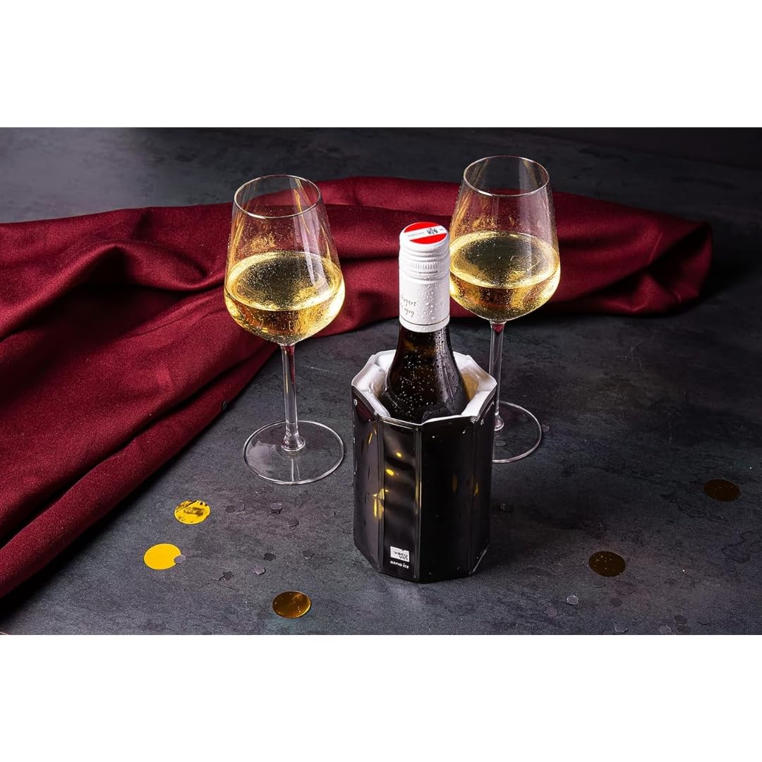 Vacu Vin Refroidisseur Actif Mini Noir - Refroidit Rapide, Maintient Température Basse - Polyvalent Bière et Vin