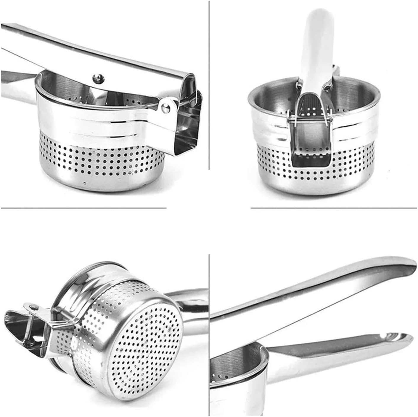 1set Potato Masher Kitchen Gadget Food Grade Stainless Steel Crusher Fruit And Vegetable Juicer Ergonomic Comfort Handle