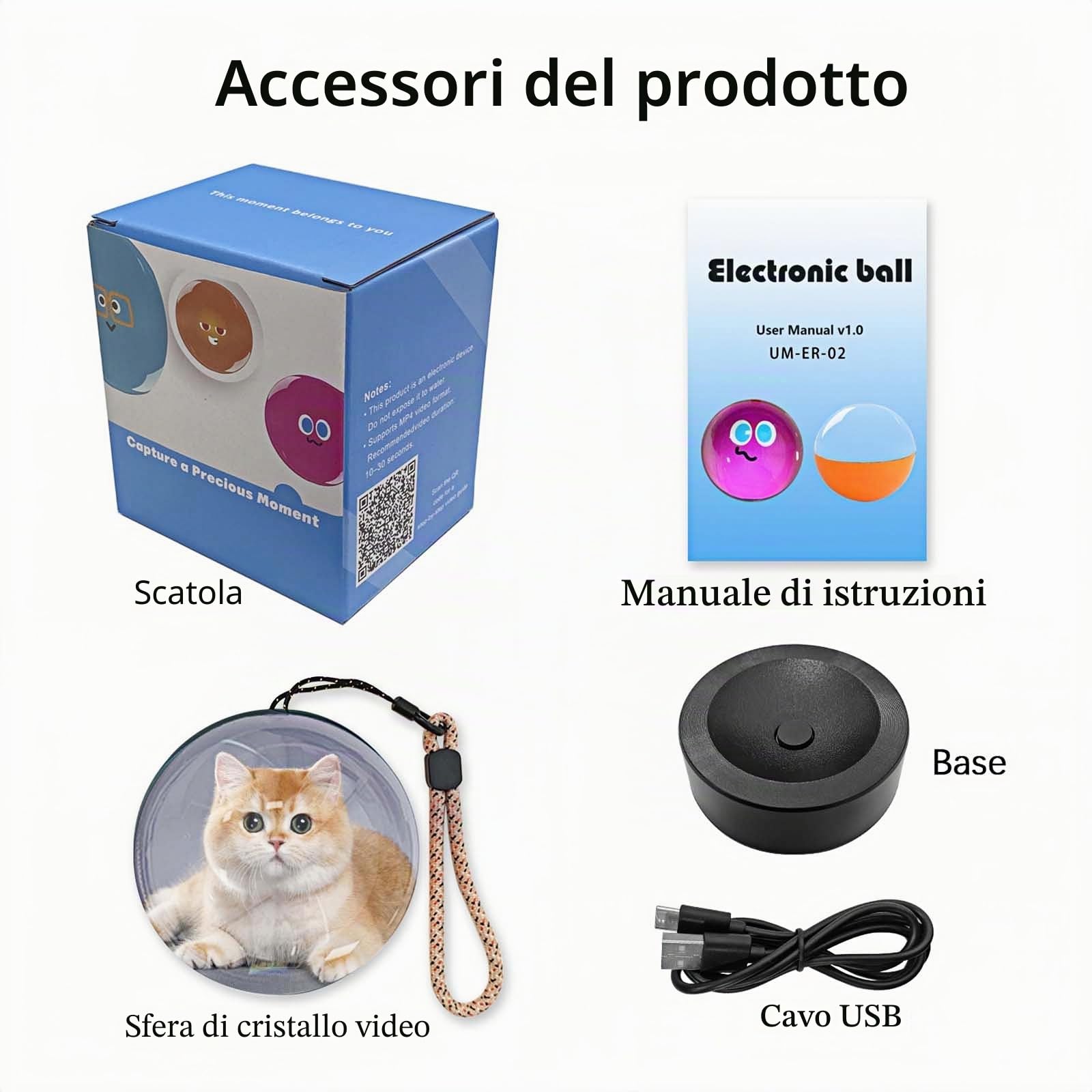 Sfera di Natale con Video, Palla di Natale Christmas Memory Orb Sfera Video Ornamento 3D Palla Memoria Caricabile Video, 7 cm (Giallo, USB)