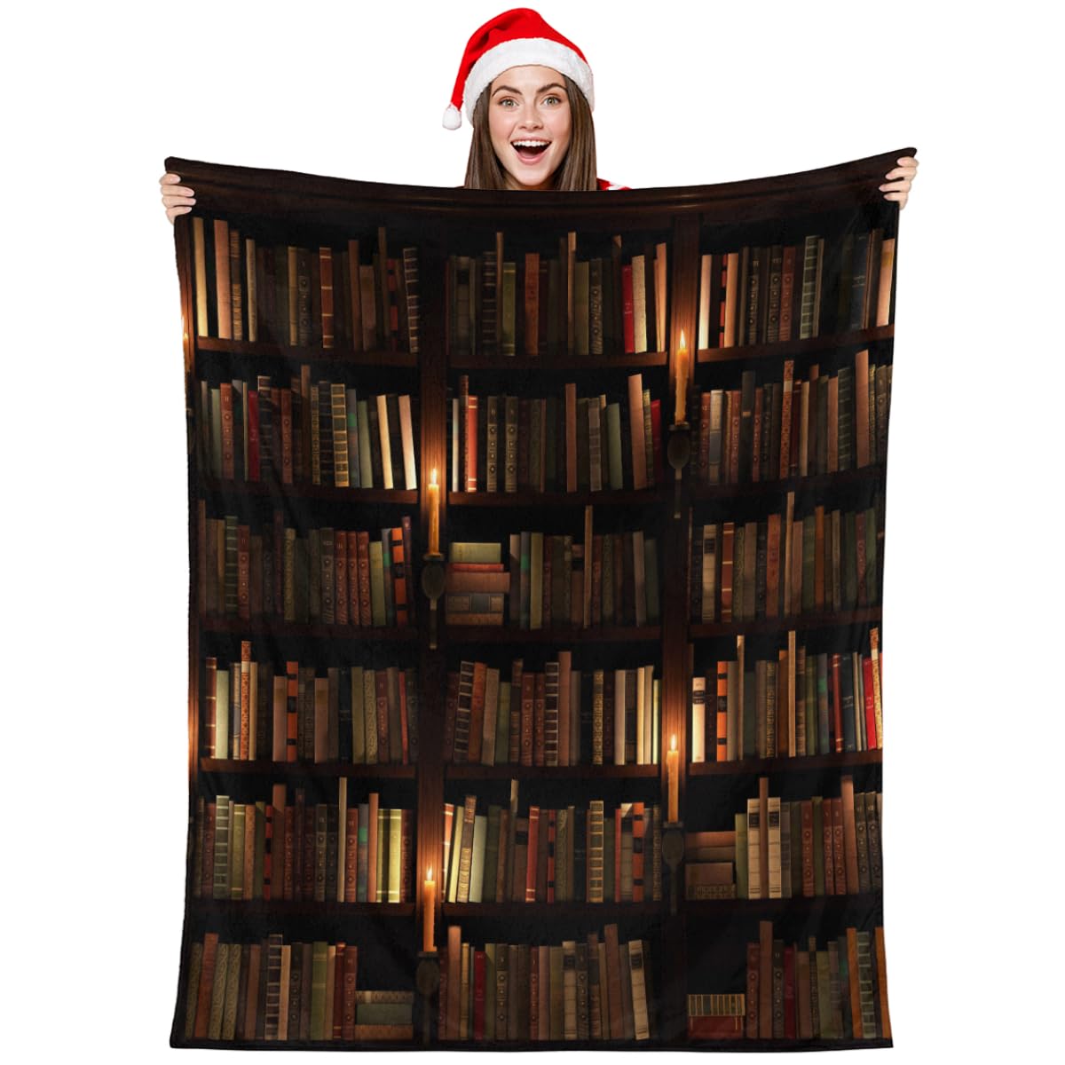 Throw Blanket for Couch Sofa Bed, Bookshelf Book Library Lightweight Cozy Flannel Fleece Blanket Vintage Library Bookshelf Soft Warm Plush Fuzzy Throw Blanket for Boys Girls Kids Adults 30"x40"