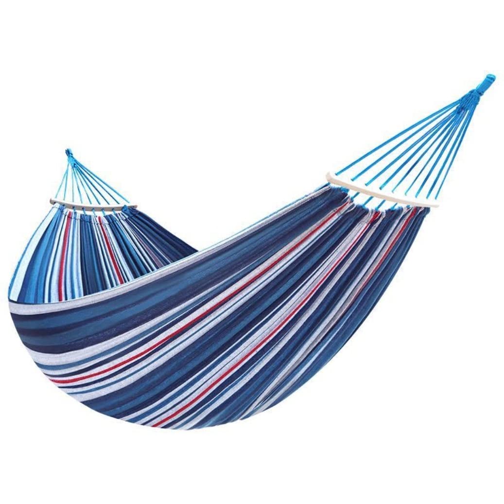 Hammock Swing Outdoor Bed Portable Hammock Outdoor Garden Home Swing Canvas Stripe Hang Bed For Camping Easy Setup(A)
