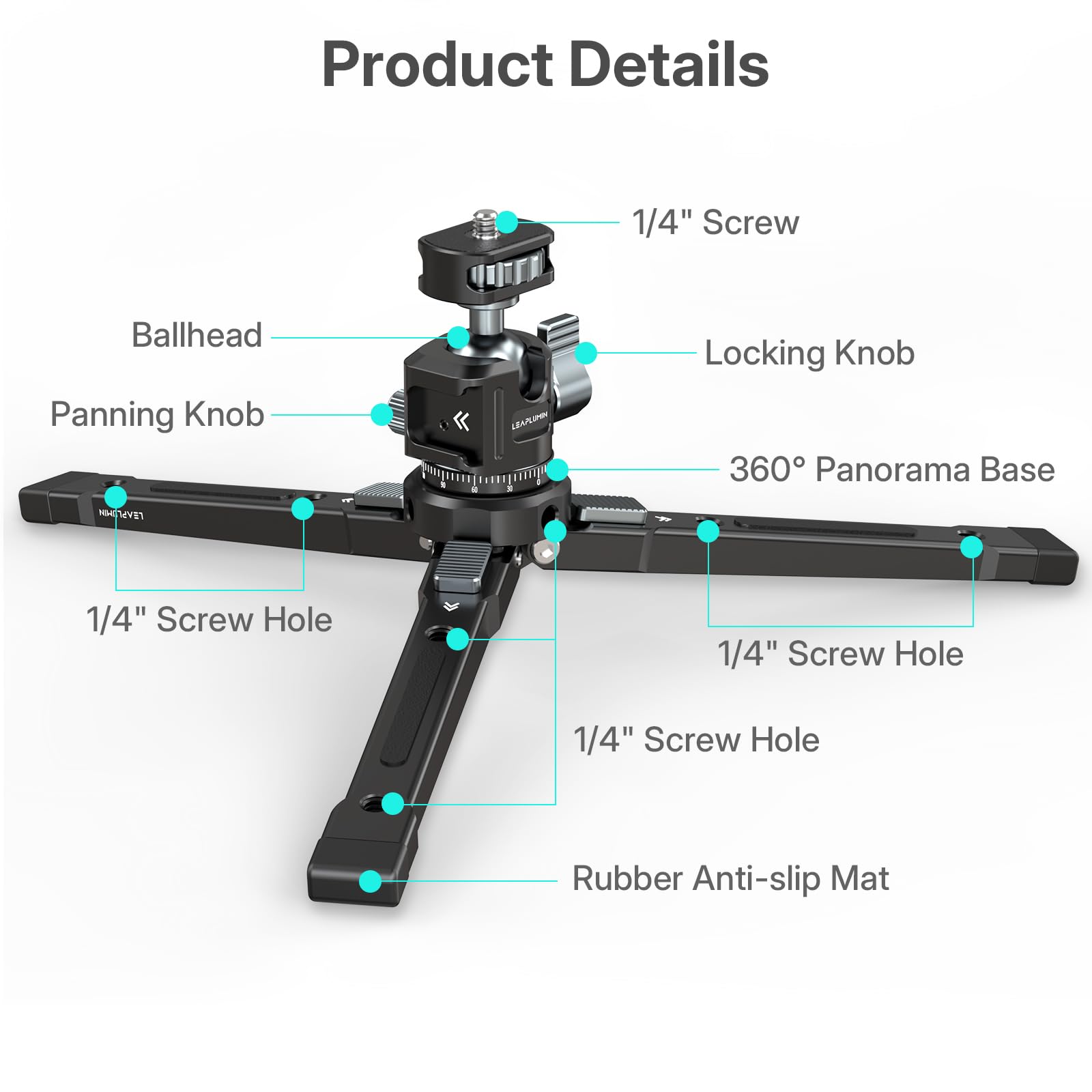 Tragbares Mini-Stativ Mit 360° Kugelkopf – Aluminium, Höhe 9,9–23 Cm | Für Handy, Kamera & Action-Cam