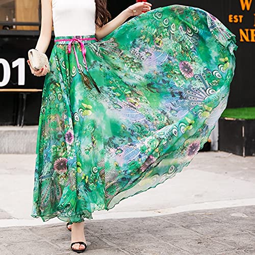 Robe de Plage Jupe De Mousseline De Mousseline De Femme, Élégante Jupe Florale De Vacances À La Plage, Jupe Longue De La Femme De Streetwear pour Femmes Bohême