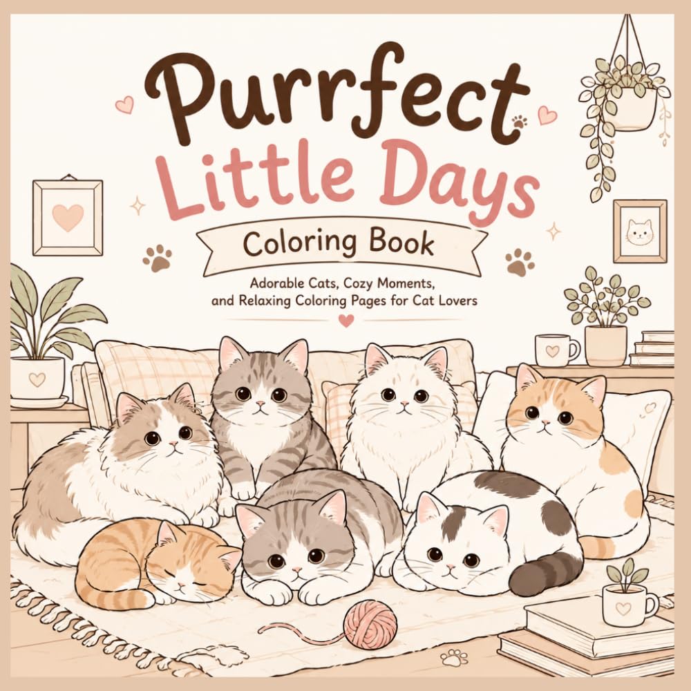 Purrfect Little Days Coloring Book: Adorable Cats, Cozy Moments, and Relaxing Coloring Pages for Cat Lovers