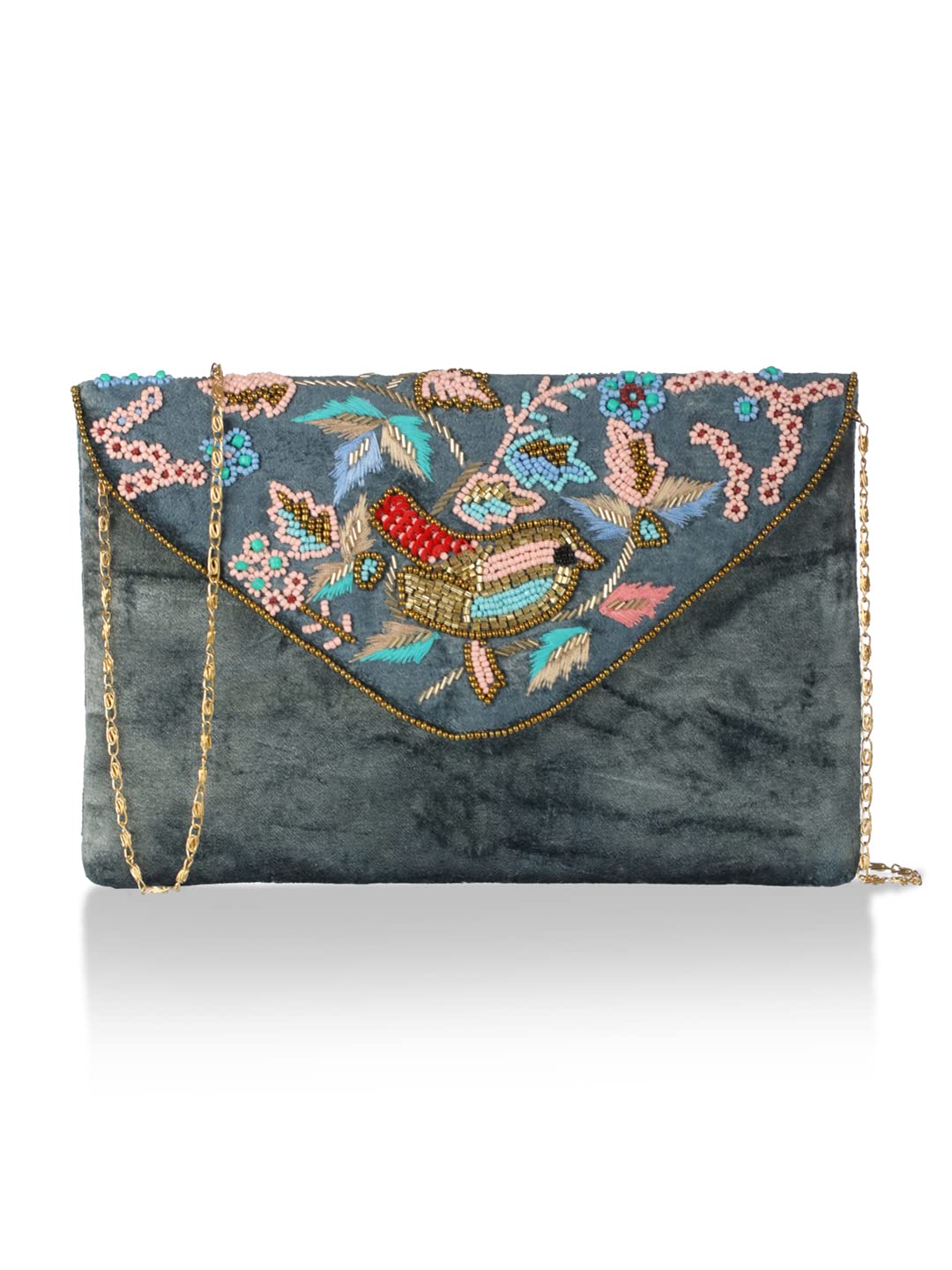 Priyaasi BirdBliss Beaded Velvet Sling Bag - Image 5 thumbnail