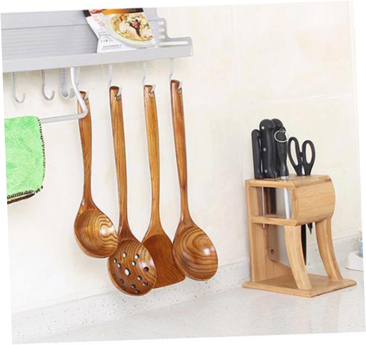Knife Holder Kitchen Storage Rack Slot R-shape Design Natural Cutlery Organizer for Knives and Sharpeners Clean Ventilated Display Stand