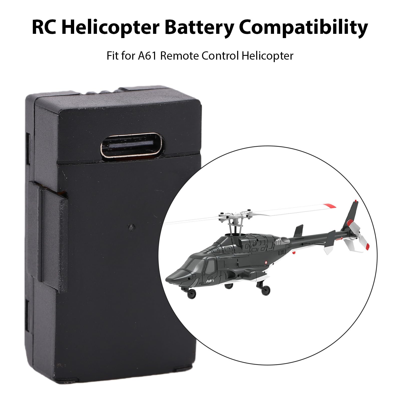 Walmeck Batterie au Lithium 220 MAh 3,7 V pour Hélicoptère RC Era A61 Airwolf, avec Protection Contre Les Surcharges et Charge Rapide de 40 Minutes, Batterie de Rechange Rechan (2 pièces)