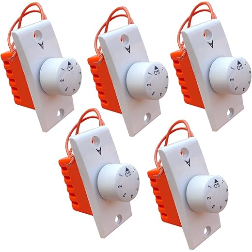 STEPZON Fan Regulator - 7 Step Polycarbonate Fan Regulator for Home & Office (Non Modular, Pack of 5)