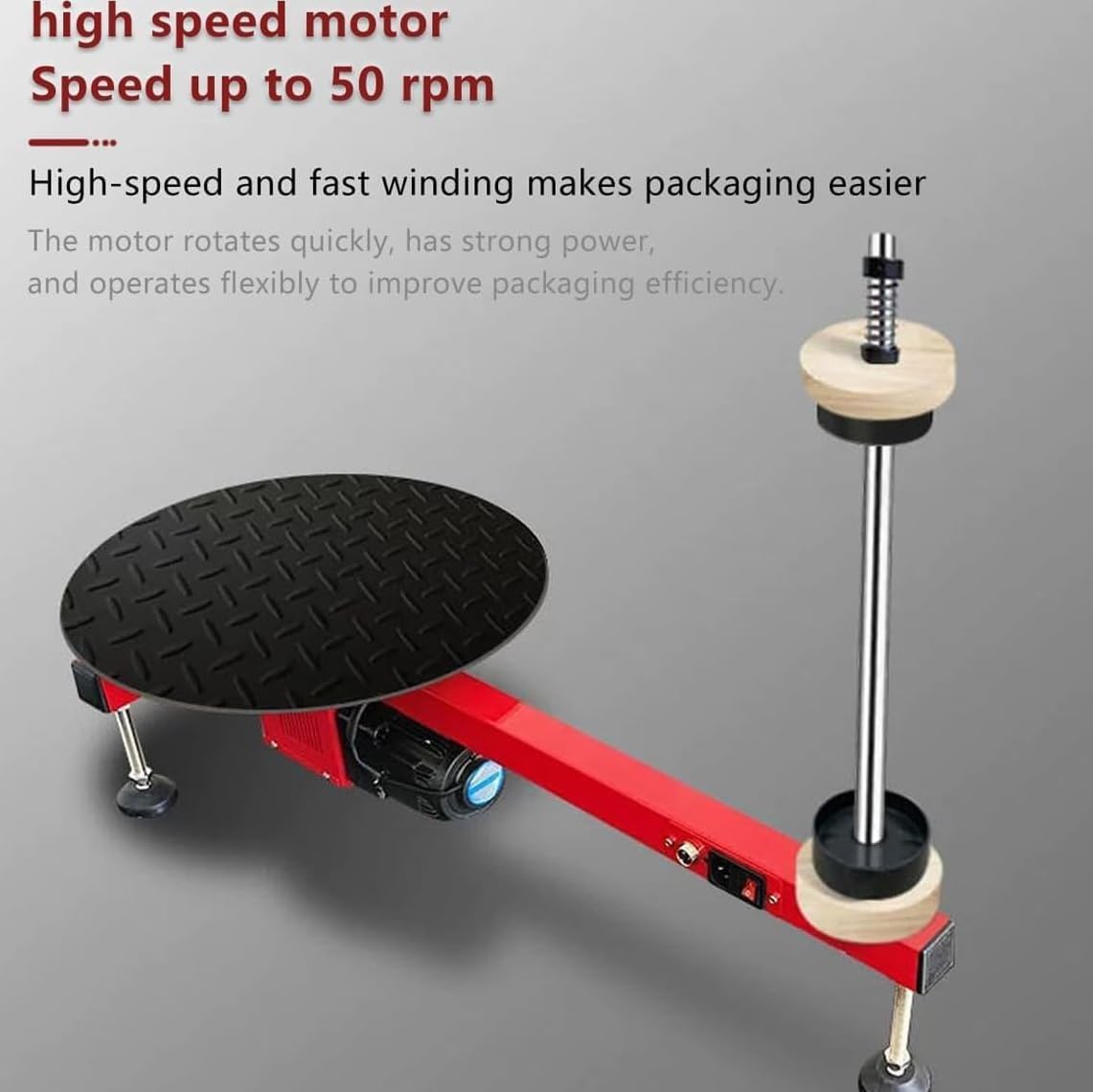 Distributore elettrico di film estensibile per imballaggio pallet - Avvolgitore versatile con piatto girevole diametro 40 cm - Ideale per uso industriale e soluzioni di imballaggio efficienti