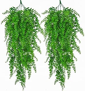 ADORAMOUR 2Packs Artificial Hanging Plants Aesthetic Room Decor Fake Green Leaves Wall Decoration for Indoor & Outdoor, Faux Greenery Vines for Bedroom & Gardens