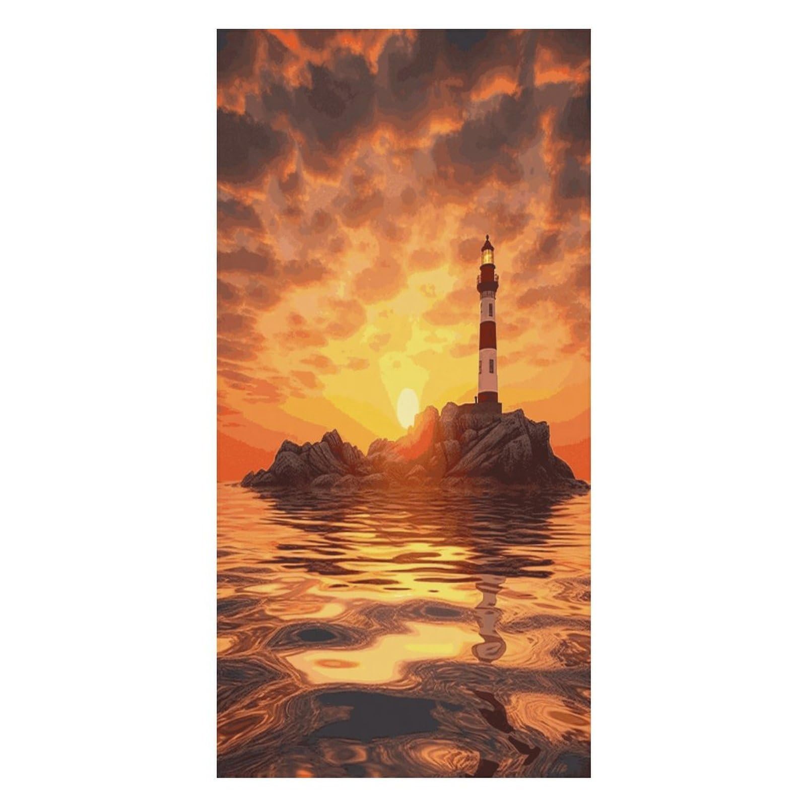 Adfgyerh Unisex Style Sea Lighthouse In Sunset Bath Towels Beach Towel Lightweight Quick Dry, Bath Towel For Travel Sports Pool Swimming Bath Camping Yoga Adults160x80cm