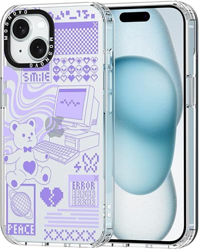 MOSNOVO Buffertech - Funda compatible con iPhone 15, impacto de caída de 6.6 pies, tecnología antidesprendimiento, TPU transparente, a prueba de