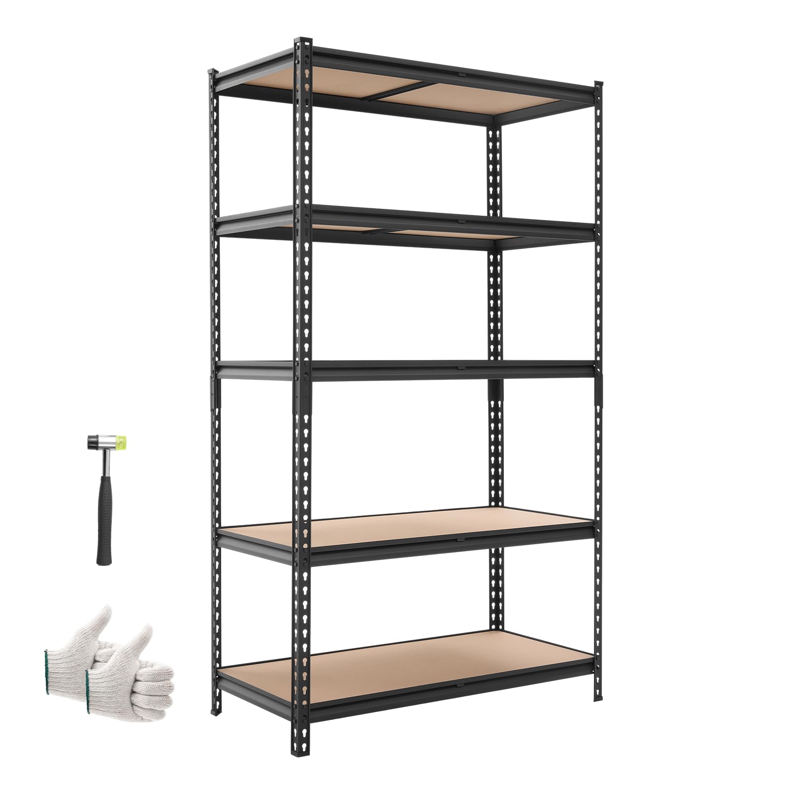 VEVOR Scaffale per Garage, Scaffale Metallico Portaoggetti, 5 Ripiani in MDF Regolabili, Capacità 1134 kg, Scaffalatura Multiuso, per Cucina, Dispensa, Cantina e Bagno, 102,5 cm Lx51,7 cm Px181,3 cm A