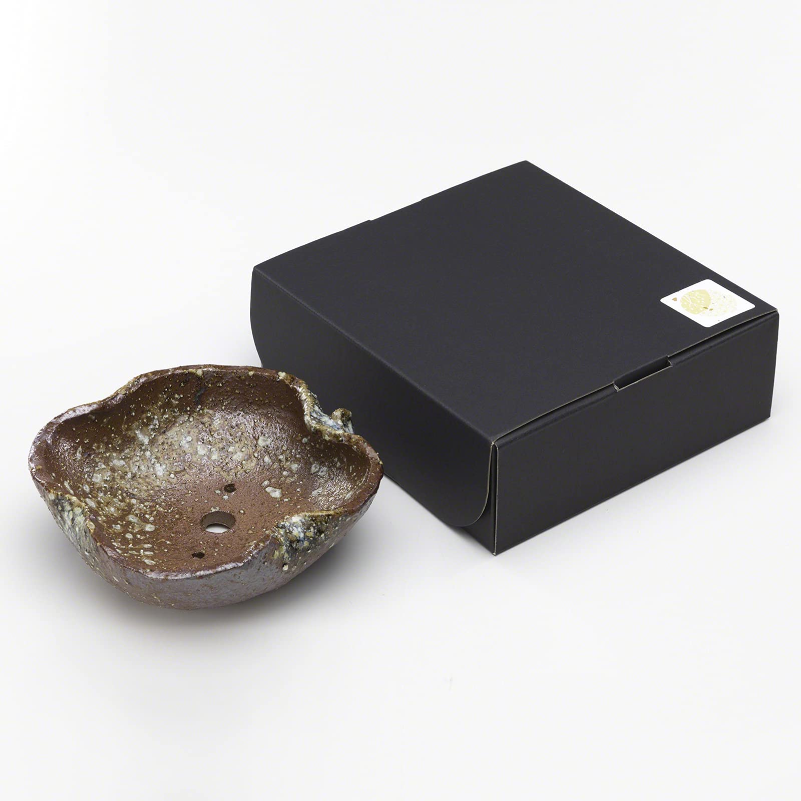 Wazakura Shigaraki Vaso per Bonsai in Ceramica a Forma di Foglia Fatto a Mano con Foro di Drenaggio 15cm Realizzato in Giappone, Ciotola per Piante Grasse - Marrone