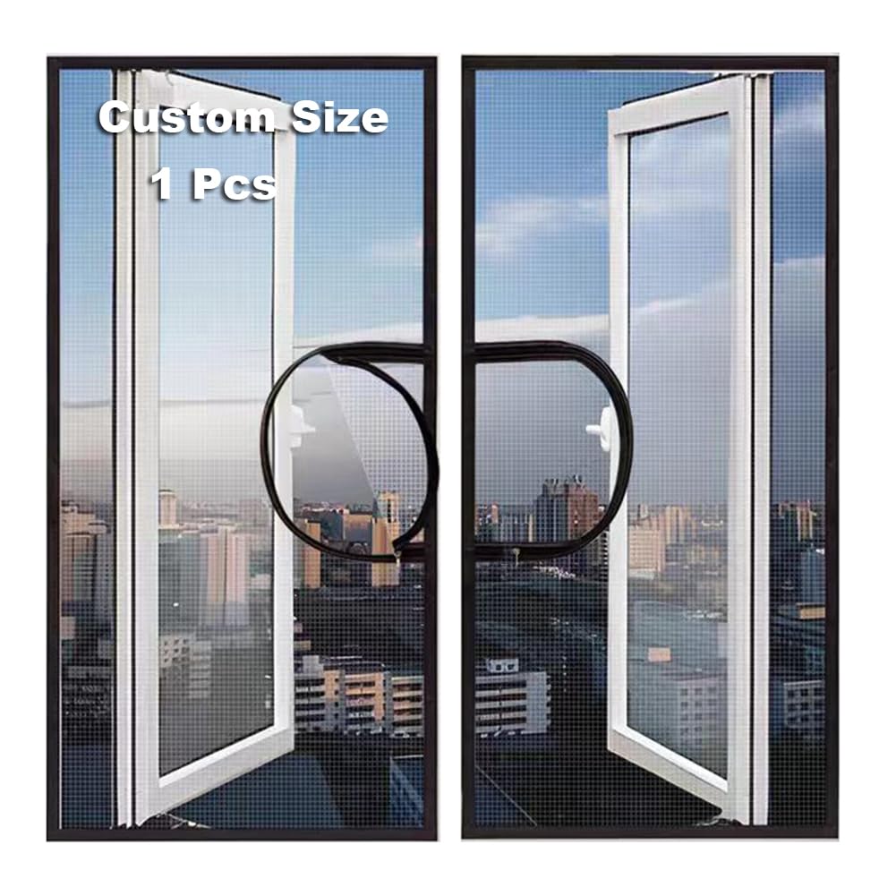 Fly Screens for Windows, 1 Pcs Window Netting for Insects, Keep Bugs Out, Pet Protection Net, Self-Adhesive Netting with Zipper, Fitted to Multiple Windows