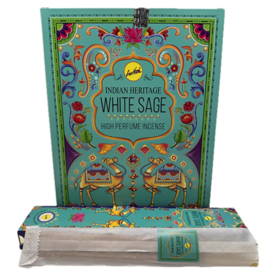 SreeVani Incense Sticks |Indian Heritage| |High Perfume|Gift Pack of 12(15g ea.) -White sage, Brown, 8906037225473