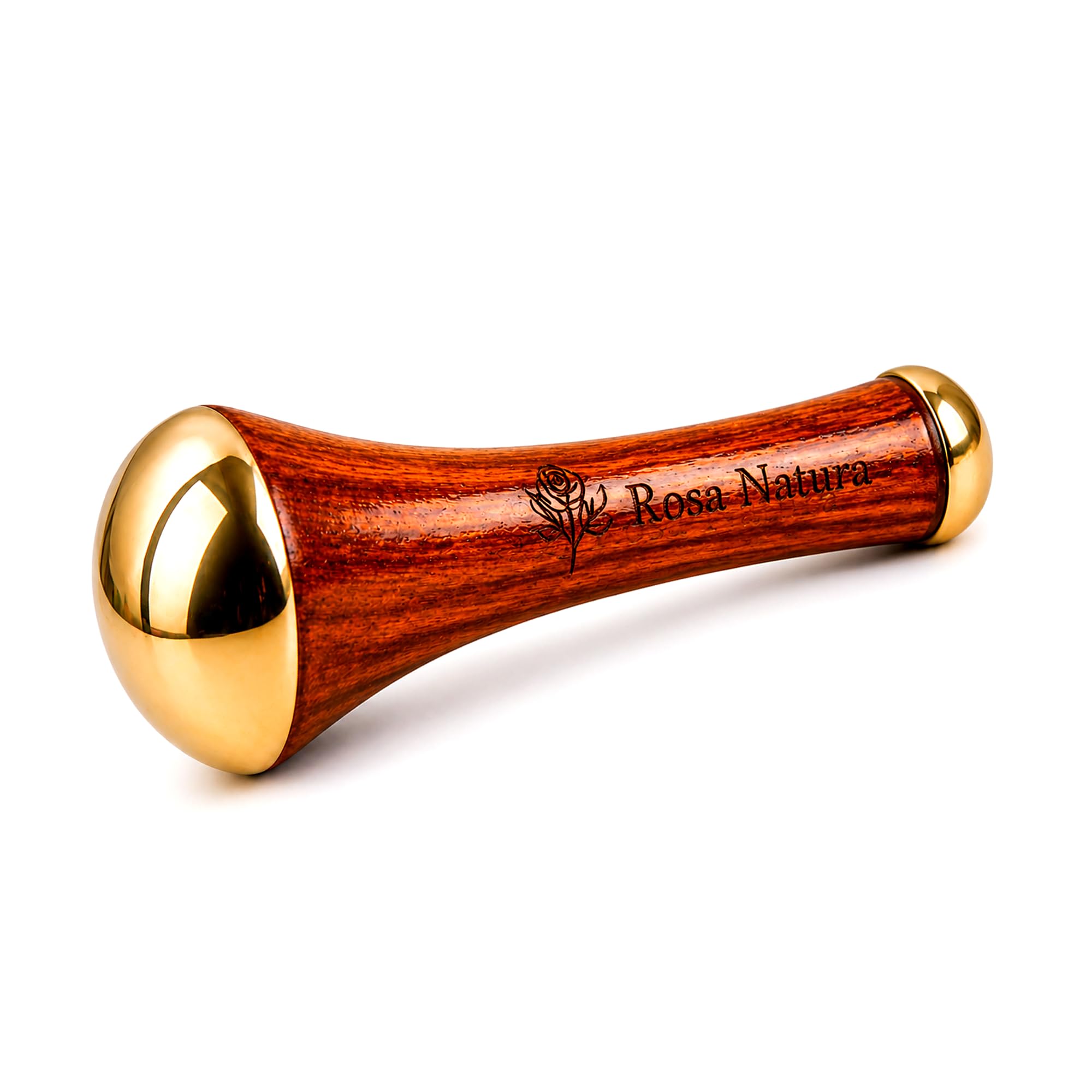 Kansa Wand Rosa Natura – Massaggiatore Viso Ayurvedico, Doppia Testa Bronzo e Teak, Effetto Lifting Naturale, Anti-Età, Pelle Luminosa e Distesa, Massaggio Viso e Collo