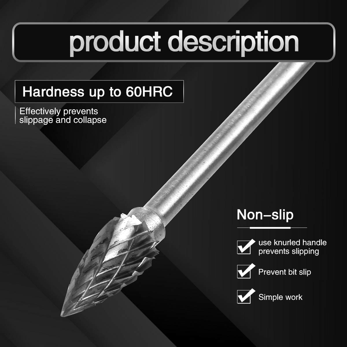 Set 10 Frese Rotanti In Carburo Katur - Per Dremel, Intaglio Legno E Metallo, Gambo 2.35mm, Lunghezza 40mm - Foto 4