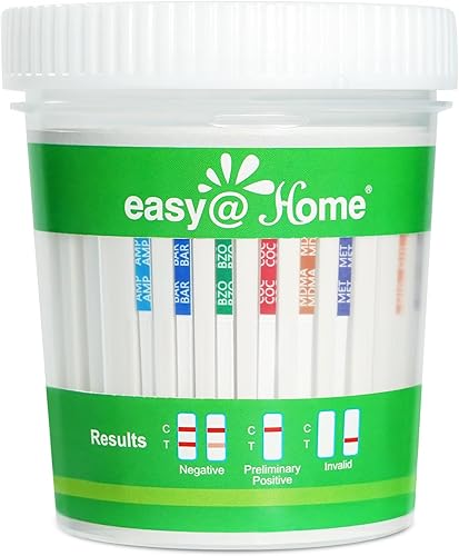 Easy@Home Copa de Prueba de Drogas: Kit de Pruebas de Drogas en Orina para Uso Doméstico, Pruebas para AMP,BAR,BZO,COC,MDMA,MET,MTD,OPI