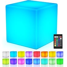 LOFTEK 12-inch LED Cube Lights Rechargeable RGB Colors Changing Light with Remote Control, IP65 Waterproof LED Furniture Stool Table, Night Lighting for Home Outdoor Pool Bar Party Decor