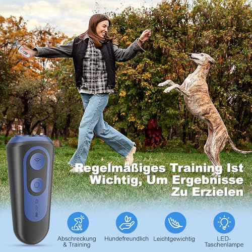 Holercoco Anti-Bell Gerät für Hunde, Ultraschall 3 Modi Hundetrainingsgerät bis 15 m Reichweite, Tragbarer Bellerstopper ohne Schock