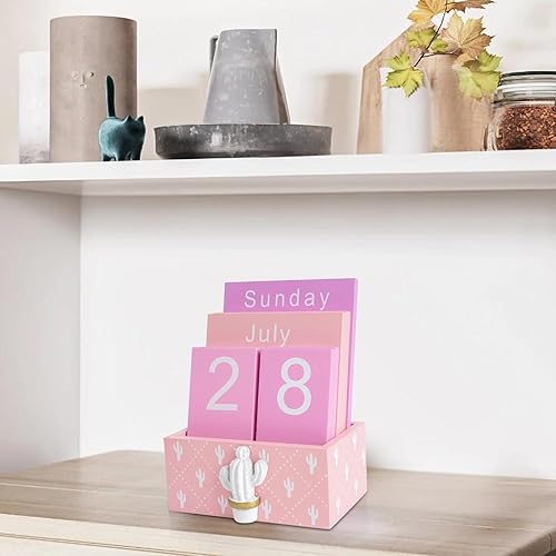 Miniatura 8 de Notakia Calendario perpetuo, bloques de madera, calendario vintage de bloques de madera para oficina en casa, accesorios de escritorio, semana, mes,