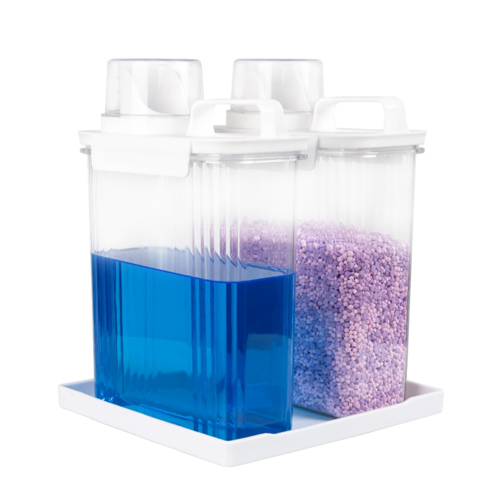 68oz Laundry Detergent Container, 2 Pack Plastic Liquid Detergent Dispenser for Laundry Room Powder,Soap,Fabric Softener, Scent Beads Storage and