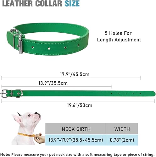 Miniatura 4 de Collares para mascotas  Collares de cuero para perros pequeños  Collar de identificación ajustable de 12 colores para cachorros, perros de raza