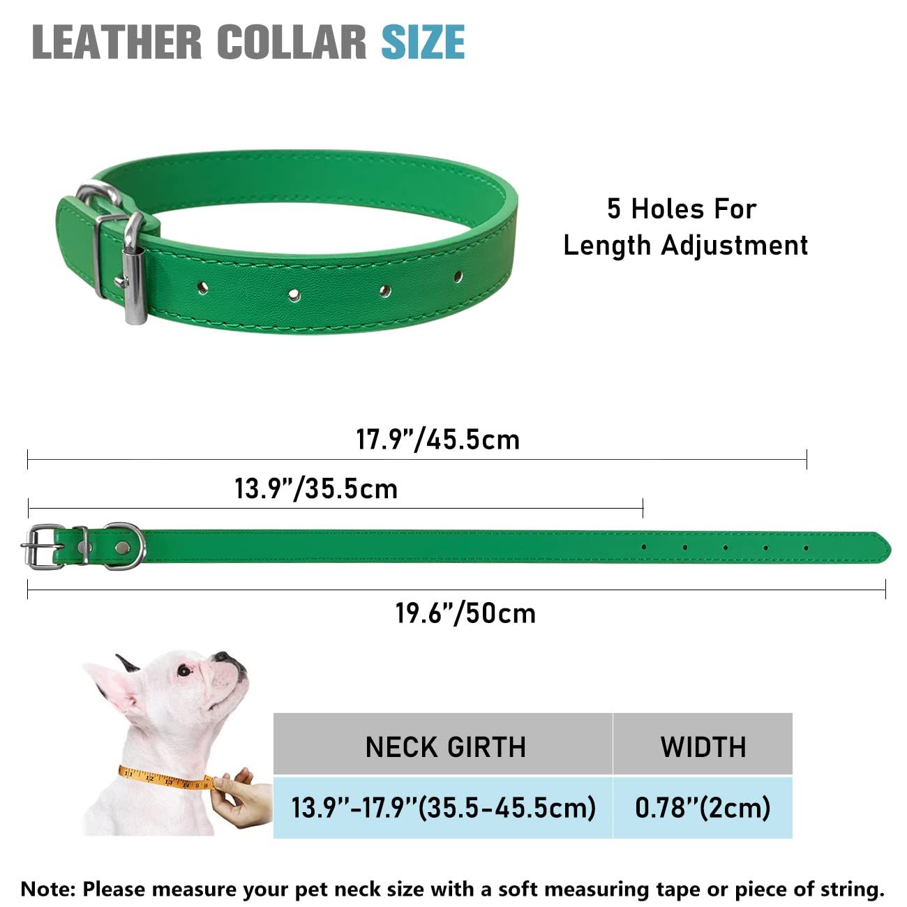 Pet Collars - Leather Small Dog Collars - 12 Color Adjustable ID