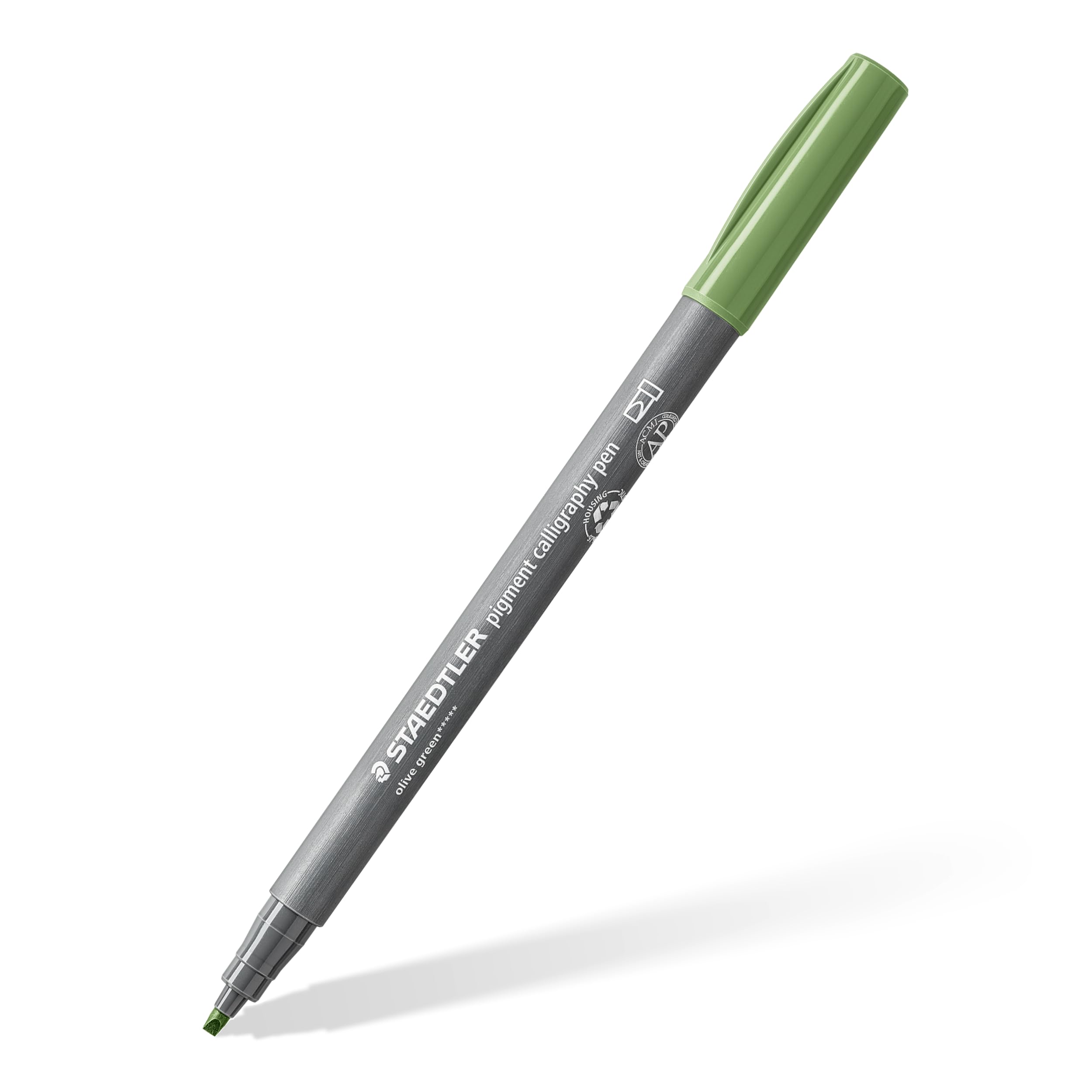 STAEDTLER 375-57 Pigment Arts Calligraphy Pen - Olive Green (Box of 10), standard