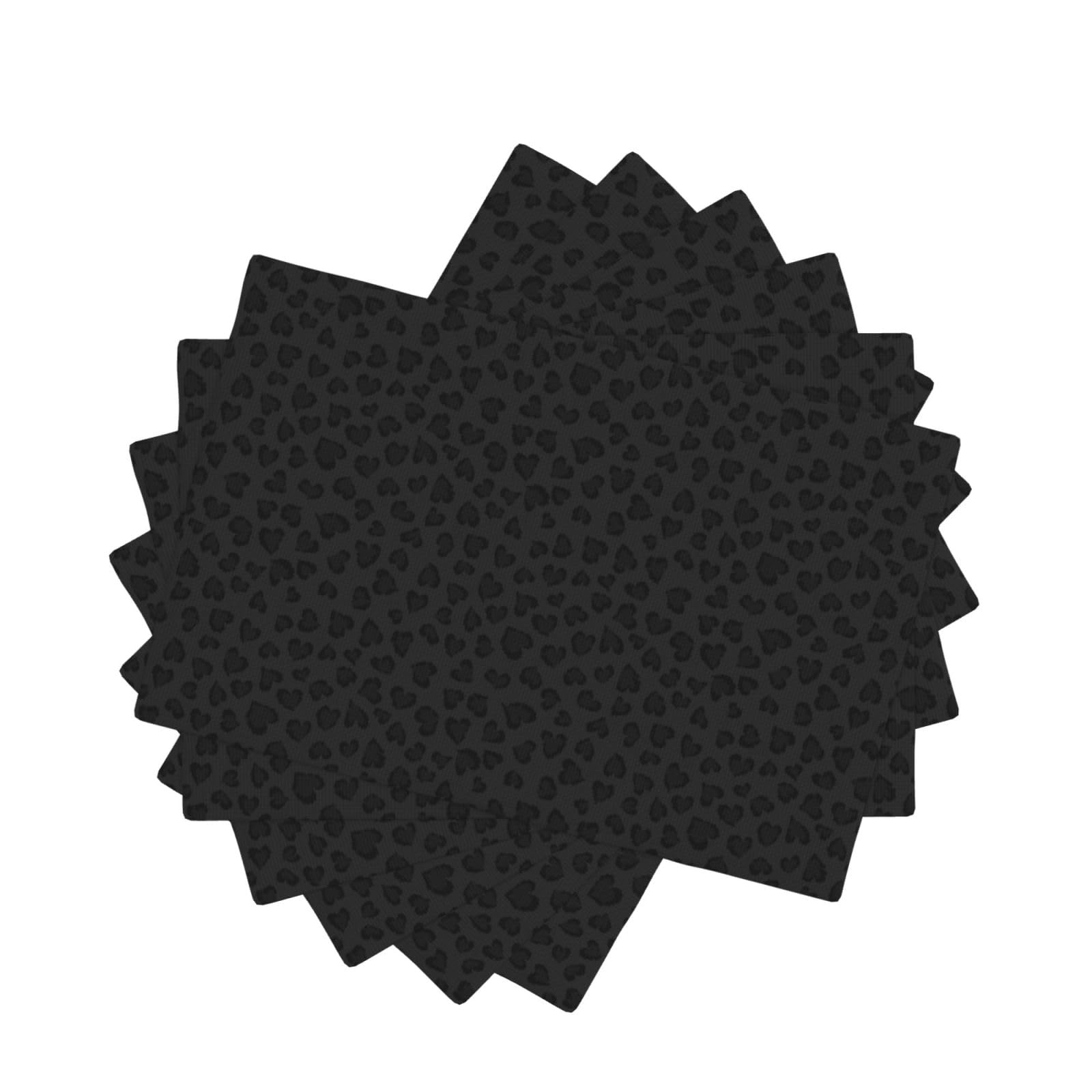 Sets de table en lin double couche anti-taches et chaleur - Lot de 6 léopard noir