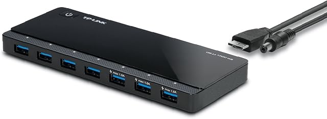 TP-Link USB 3.0 Micro B 7-Port Hub with 12V/2.5A Power Adapter and 1m USB3.0 Cable, Compatible with Windows, Mac OS X and Linux systems (UH700)