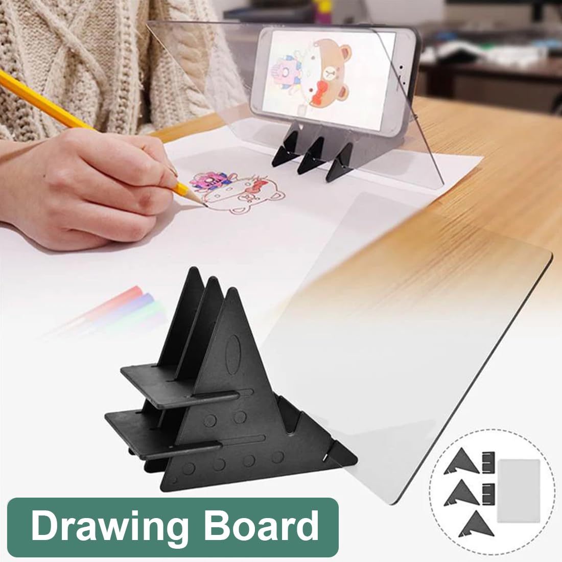 Tavolo da Disegno, Blocco da Disegno, Luminoso Tavolo da Disegno Ottico Trasparente per Riflessione Strumento per Schizzi per Bambini Studenti Artisti