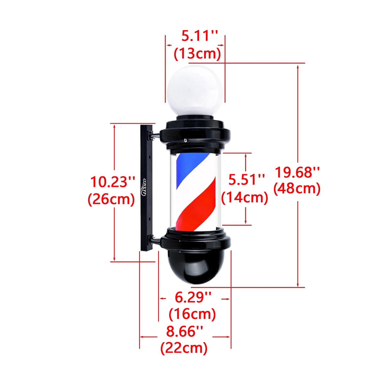 Amazon.co.jp: WDZD 48 cm サインポール、小さい赤白青ストライプ床屋