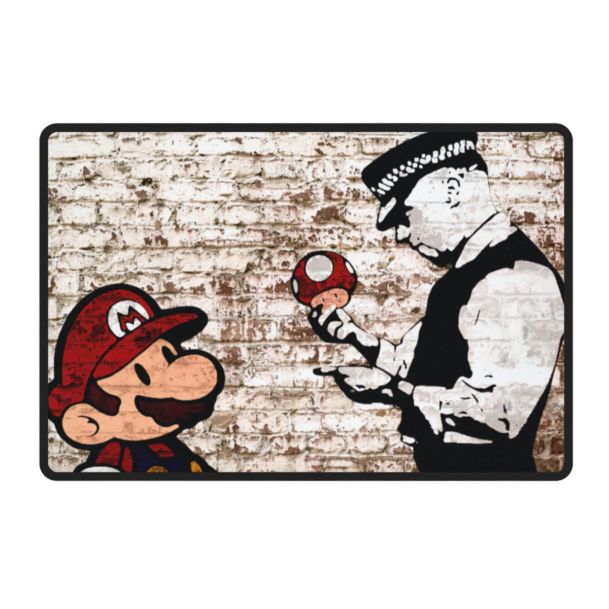 Amazon | Banksy ポスターマリオと警察ー落書きアート 玄関マット