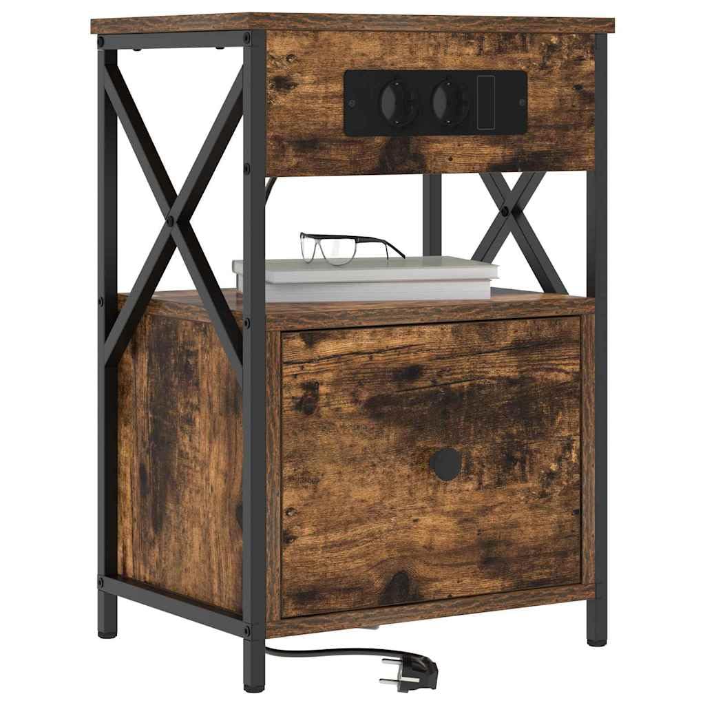 Mesa de Noche Moderna con Cajones y Estanterías, Armario de Almacenamiento Compacto con Acabado Texturizado y Marco de Acero, Fácil Ensamblaje para Dormitorio Funcional