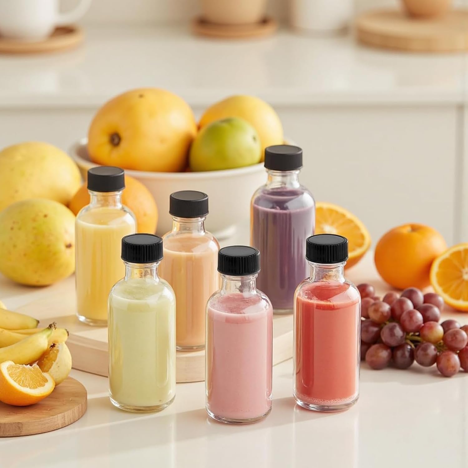 Amazon｜2オンス 蓋付き小型クリアガラスボトル - 14個パック ショット