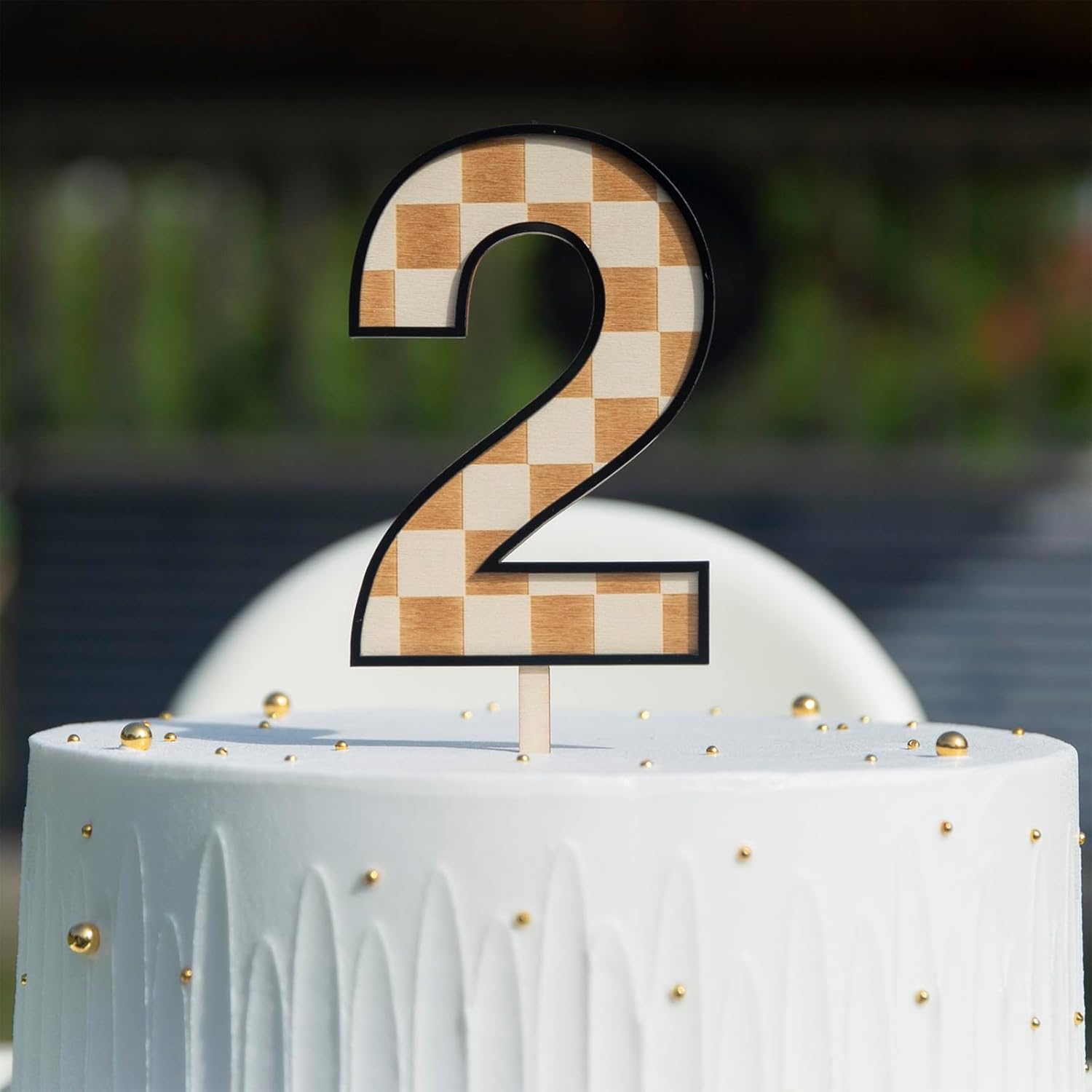 Amazon.com: Wooden Checkered Cake Topper - 2nd Racing Cake Topper, Two ...